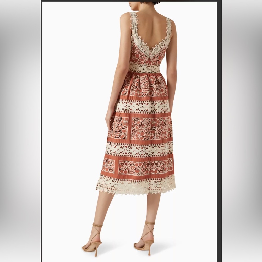 Sea New York Jonah Embroidery Sleeveless Midi Dress in Brick - Picture 3 of 8